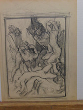 Johann Kluska 1904-1973 Berlin Zeichnung Studie Allegorie um 1930-1960