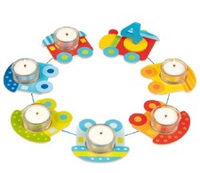 Goki Geburtstagszug für 7  Teelicht mit Zahlen 1-10  Holzzug Geburtstagsdeko