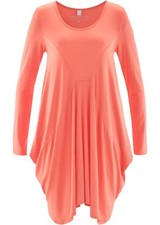 Longshirt m Zipfelsaum und Taschen Gr. 36/38 Lachs Damen Langarm-Shirt Bluse Neu