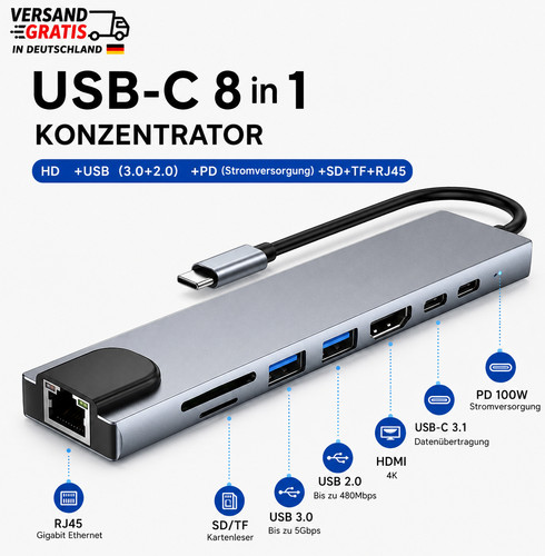 Usb hub 1 adapter - usb, 4k