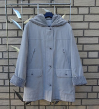 "Goldix" längere Jacke, Kurzmantel mit Kapuze + Wattierung, Gr. 42, grau
