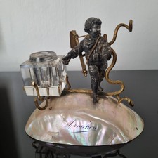 Tintenfass Perlmutt 19. Jh. Napoleon III Souvenir Arcachon Palais Royal