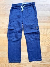 Mini Boden schicke Baumwoll Hose mit Fischgrät Muster, blau, 6 Jahre (116 cm)