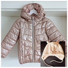 Set Steppjacke+Fleecemütze, PocPiano/TopoMini, Gr. 98/104, Taupe, Mädch,Top Zust