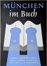 Poster Plakat - Siebdruck - Bücher Vintage Literatur Geschichte - München 1958