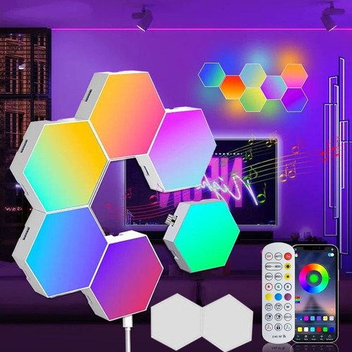 8stk hexagon led - 8stk, rgb