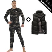 Herren 3-in-1 Sport-Wärmeanzug Thermounterwäsche Stehkragen gesteppt Jacke Ski