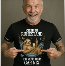 Lustiges Ruhestand Rentner Pensionär Faultier T-Shirt Rente Funshirt Geschenk 86
