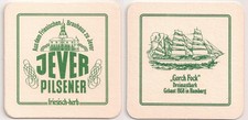 Jever Friesisches Brauhaus - alter Bierdeckel "Gorch Fock - Dreimastbark - 1958"