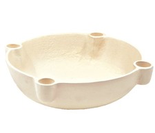 BOWL Dekoschale mit Kerzenhalter aus Aluguss Creme Weiß lackiert 24x7cm Scandi