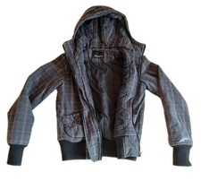 Damen Winterjacke Steppjacke Anorack Gr. XS # Fishbone # grau  kariertes Muster