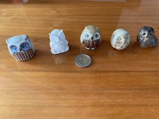 5 Minatur Eulen Sammlung Setzkasten