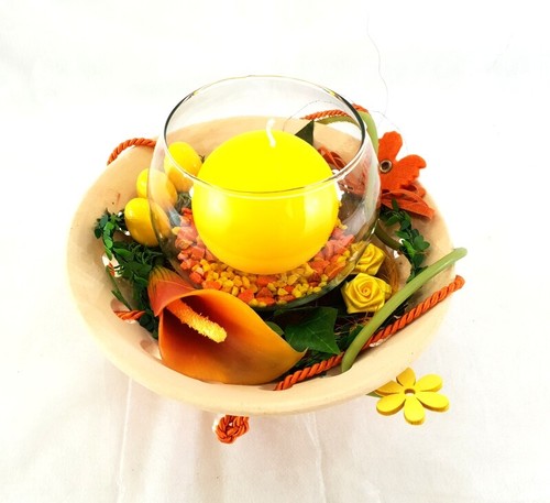 Gesteck seide orange gelb - gesteck,