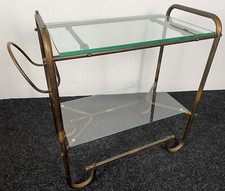 Beistelltisch Bartisch Schlaufenfuß Bauhaus Stahlrohr Nickel Kupfer Glas