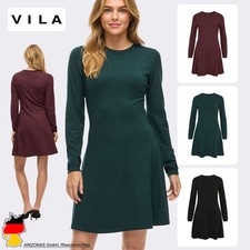 VILA Damen Midi Kleid mit Langarm und Rundhals für elegante Anlässe