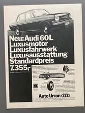 Audi 60 L Luxus Auto Union Oldtimer 1968 Vintage Ad Werbung Reklame