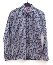 MUSTANG Herren Paisley Hemd Langarm Blau Gr. L Freizeithemd