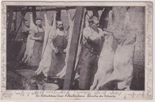 63678 Feldpost Ak Im Schlachthaus einer Feldschlächterei Zerteilen der Schweine