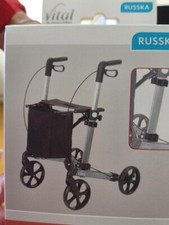 Leichtrollator Russka VitalPlus 54 schwarz,Rückenlehne,Taschen-u. Stockhalterung