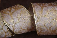 Drahtkante Gold Glitzer Zweig Sackleinen Drahtband 2,5" breit Weihnachten Schleife Kranz