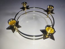 Adventskranz  Festlicher Kerzenständer Sterne vermessingt  24 cm  Weihnachten
