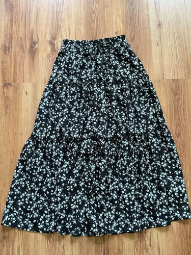 Maxirock schwarz blumen - schwarz,