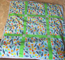 BabyGeschenk- Handarbeit - Patchwork-Krabbeldecke mit Fisch+extra Polsterdecke 