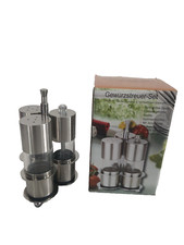 Gewürzstreuer-Set 4 teilig Salzstreuer Pfefferstreuer Pfeffermühle Halterung