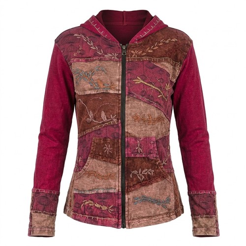 Damen hoodie jacke patchwork - hoodie,