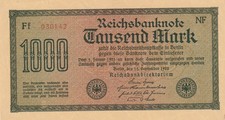 1000   Mark   Reichsbanknote  -    Berlin ,  den   15.09.1922 ,   Wz Dorne