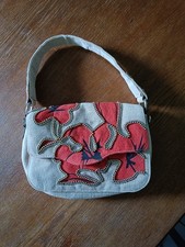 Desigual Tasche Hibiskus Handtasche Stofftasche Bestickt Perlen