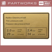 Sticker tire pressure for