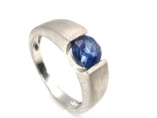 GJ69 * HARRY IVENS IV EDELSTEIN RING (19) KYANIT RUND 5,8mm 925er SILBER/MATT