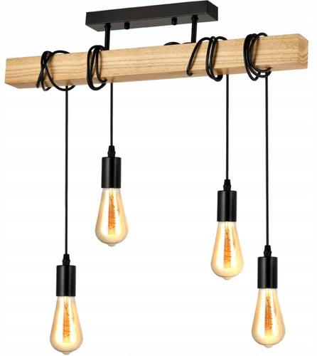 Led hängelampe holz - holz, schwarz