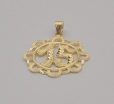 14K massives Gelbgold süßer 15 Anos Jahre Quinceanera Charm Anhänger P4