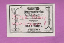 CHEMNITZ, Werbung 1931, Max Kohl Garnsortier-Waagen Weifen Festigkeitsprüfer