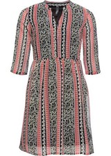 Trendy Blusenkleid mit großen Taschen Gr. 44 Schwarz Rot Freizeit-Kleid Neu