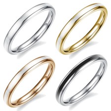 Edelstahl Ring Emaille Streifen Rose gold Silber Weiß Schwarz 2mm Beisteckring