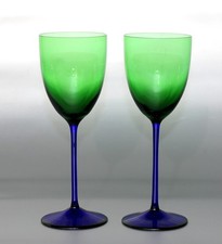 2 Stück Lambert bunte Weingläser, signiert, H. ~ 20cm, je ~ 125g, ~ Vintage