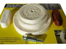 Polierset mit Polierpaste 6tlg. Polierscheiben mit Spanndorn Baumwolle Politur
