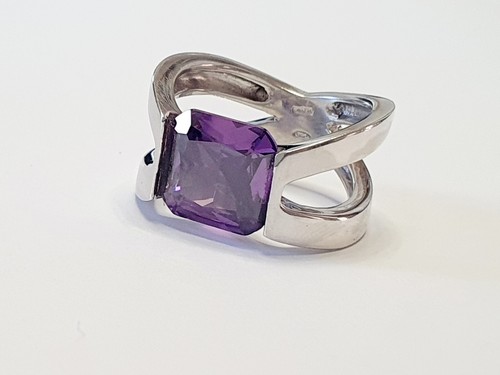 Silberring mit lila - , zirkonia
