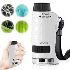 Taschenmikroskop 60x - 120x, mit LED-Licht, Mini Mikroskop tragbar, Taschenlupe