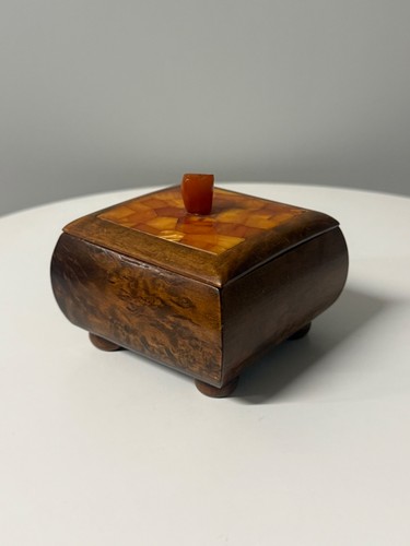 Dose holz mit bernstein - dose,