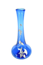 JUGENDSTIL Art Nouveau Vase ° Glasvase ° florales Zinn-Overlay ° Signiert