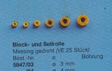 Blockrolle und Seilrolle 25 Stück Messing NEU Seilrollen Blockrollen