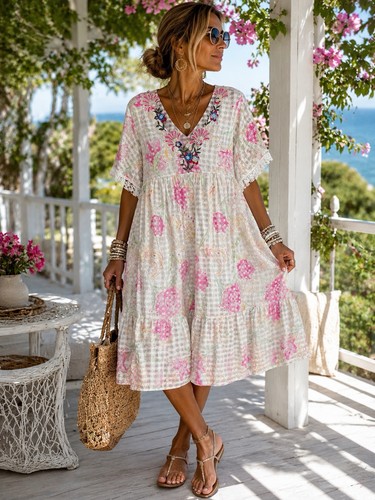 Boho damen kleid neu - kleid, baumwolle