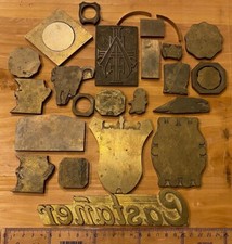 Konvolut Messing Prägestempel Matrizen Klischees Reste aus Buchbinderei Stempel_