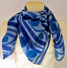 Halstuch in Blautönen - Schal - 100% reine Seide -Tuch Gr. 100 x 100 cm