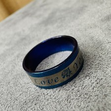 Ring Edelstahl blau silber Love Gravur Größe 55 Damen Herren Schmuck Geschenk