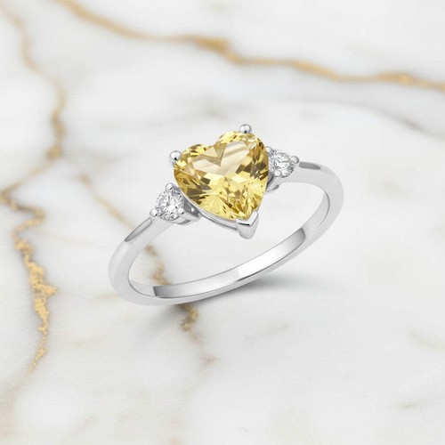 Citrin ring 925 silber herz - ring,